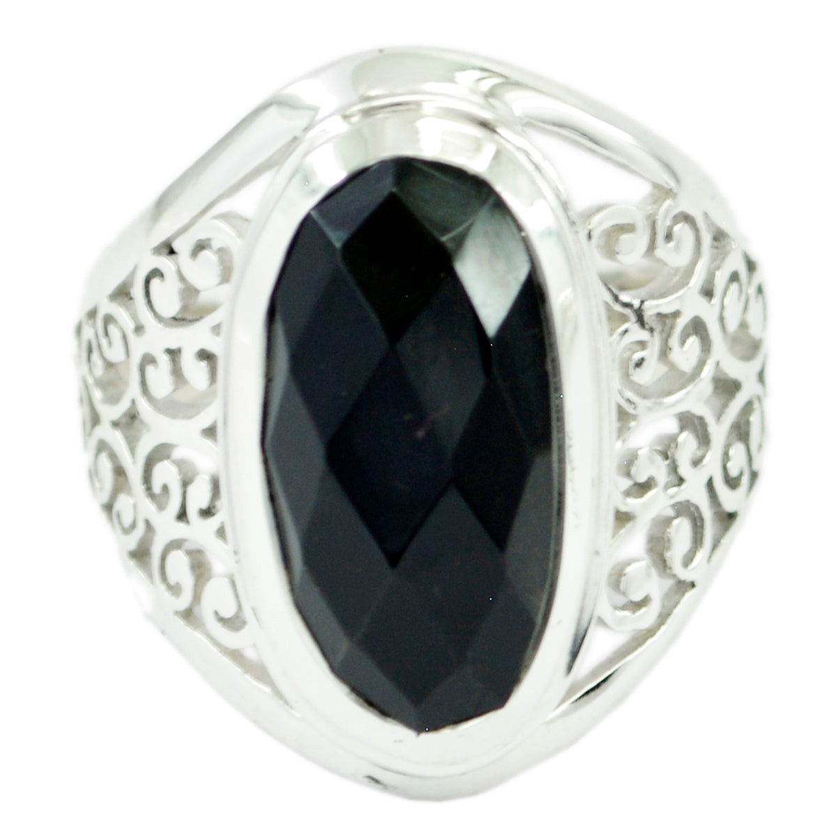 Isabel Filigree Black Solitaire Ring Black Onyx Black