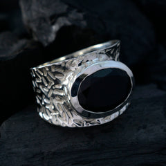 Paula engravings Black Solitaire Ring