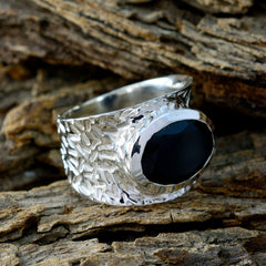 Paula engravings Black Solitaire Ring