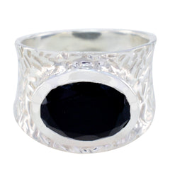Paula engravings Black Solitaire Ring Black Onyx Black