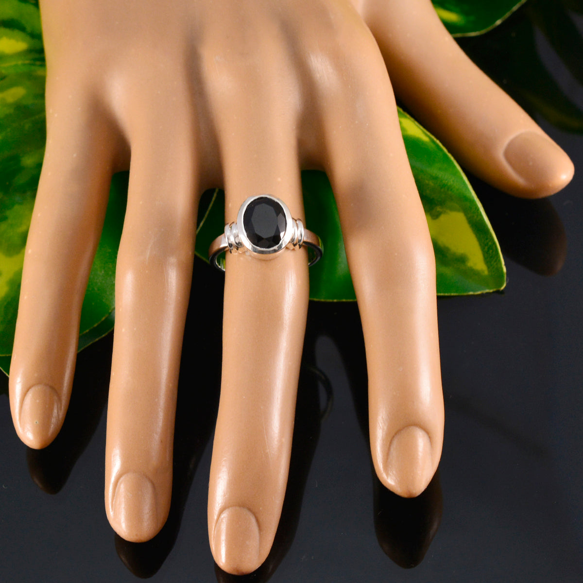 Teresa Sophisticated Black Solitaire Ring