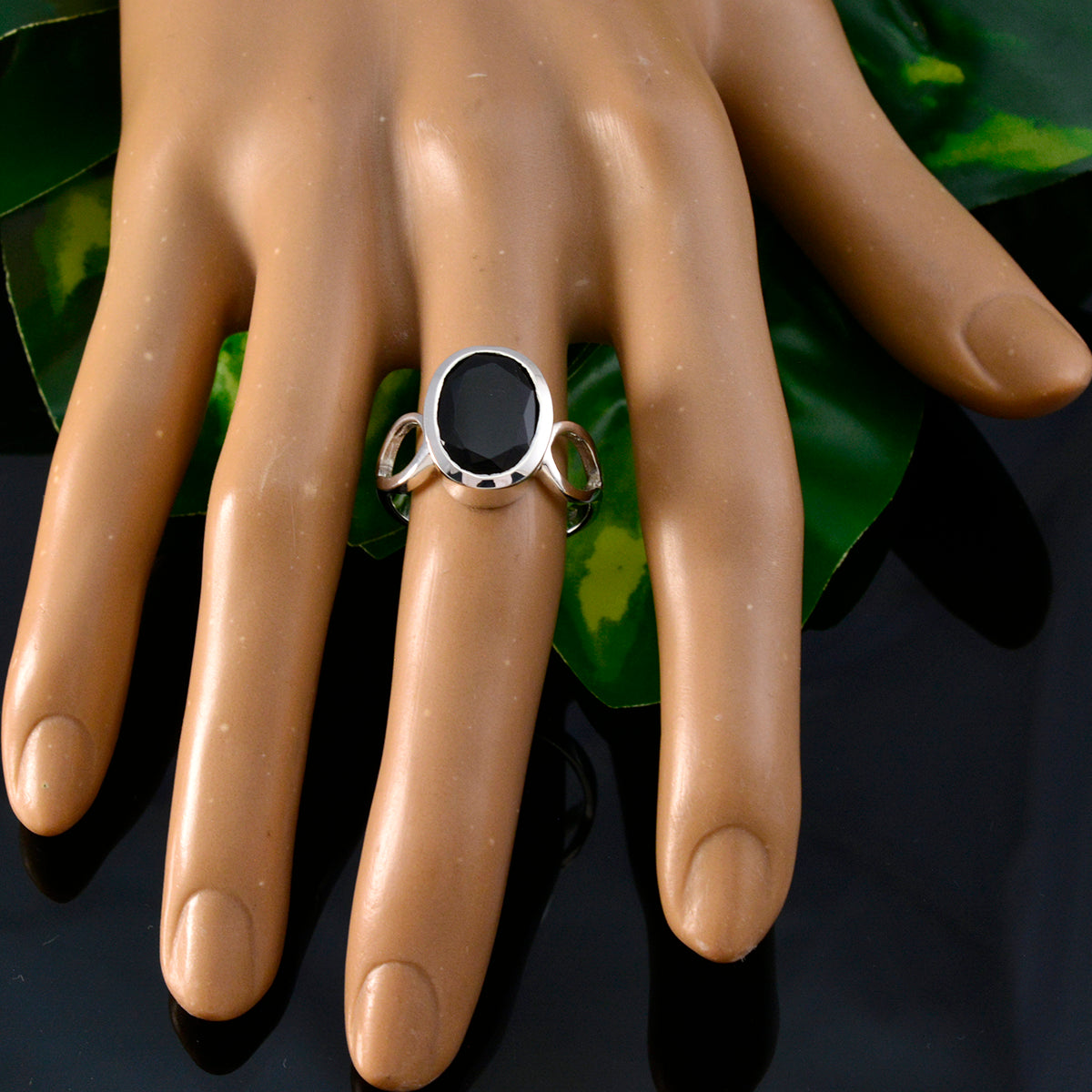 Sophia Contemporary Black Solitaire Ring