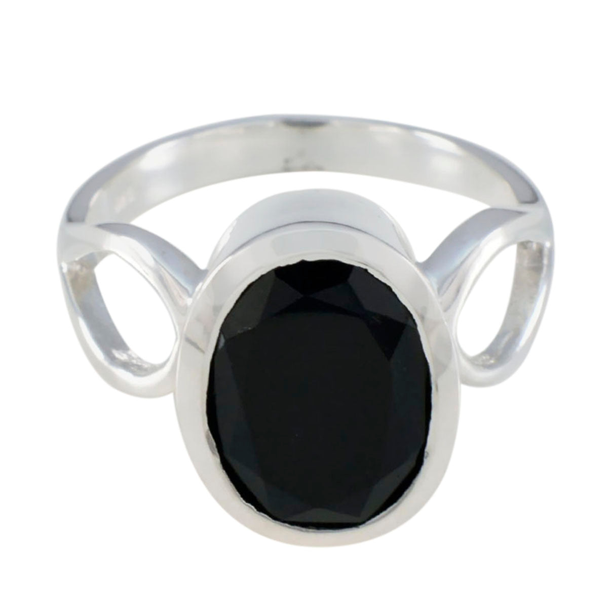 Sophia Contemporary Black Solitaire Ring Black Onyx Black