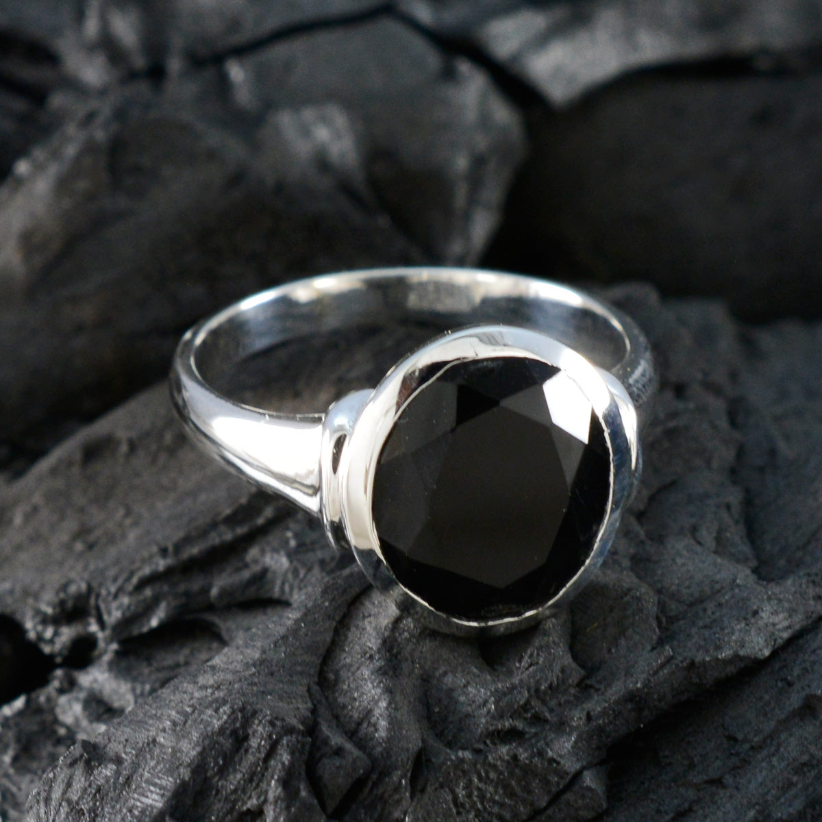 Isadora Artisan Black Solitaire Ring