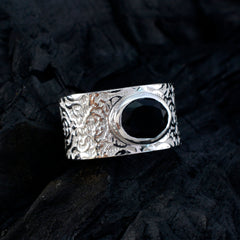 Meera Art Deco Black Solitaire Ring