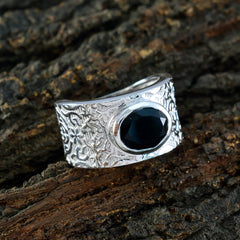 Meera Art Deco Black Solitaire Ring