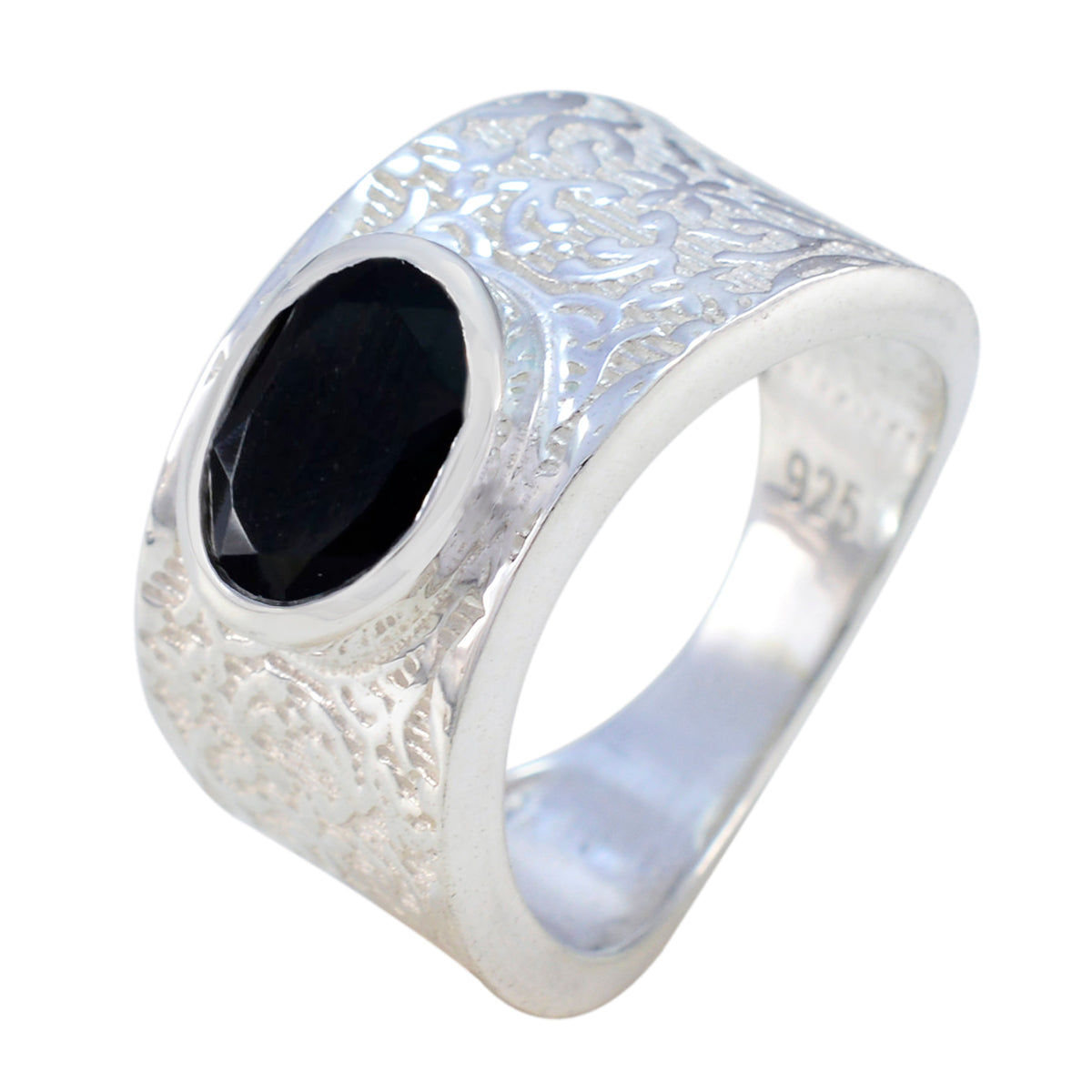 Meera Art Deco Black Solitaire Ring
