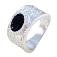 Meera Art Deco Black Solitaire Ring
