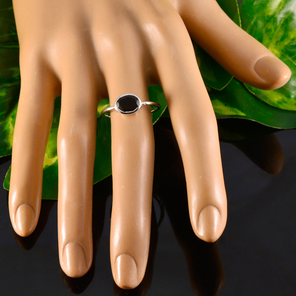 Rina Sophisticated Black Solitaire Ring