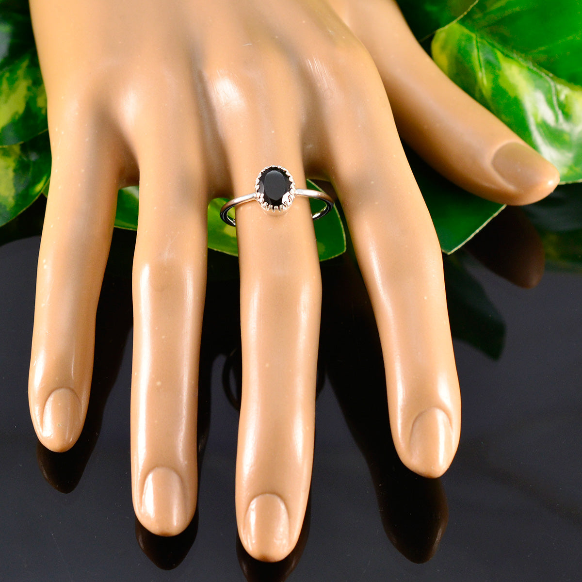 Lakshmi Luxurious Black Solitaire Ring