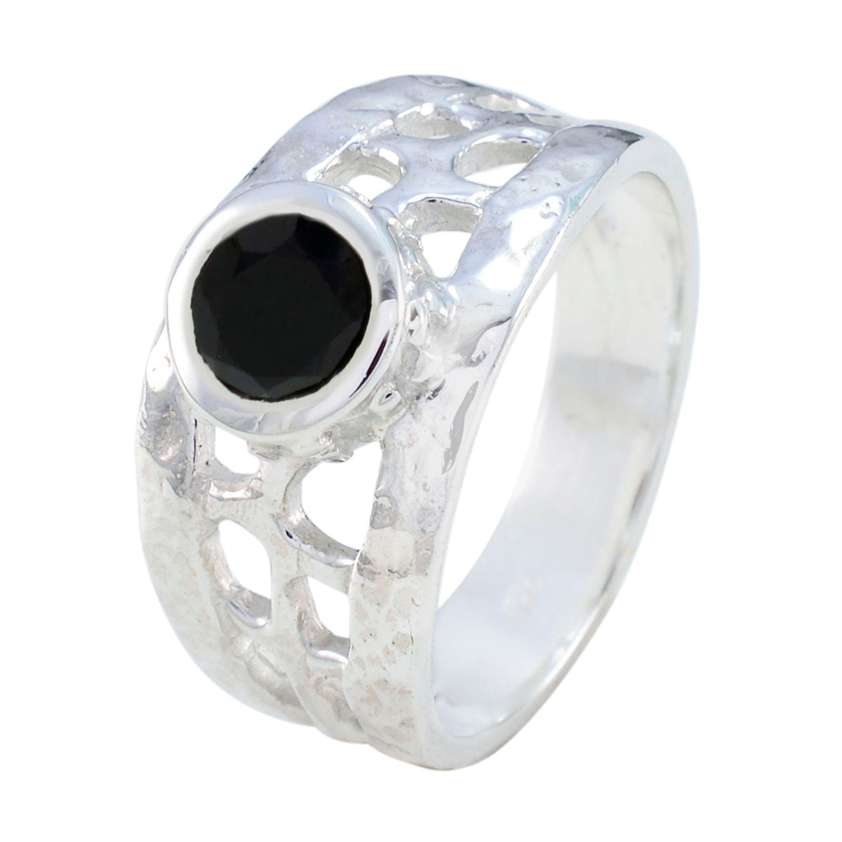 Alejandra Filigree Black Solitaire Ring