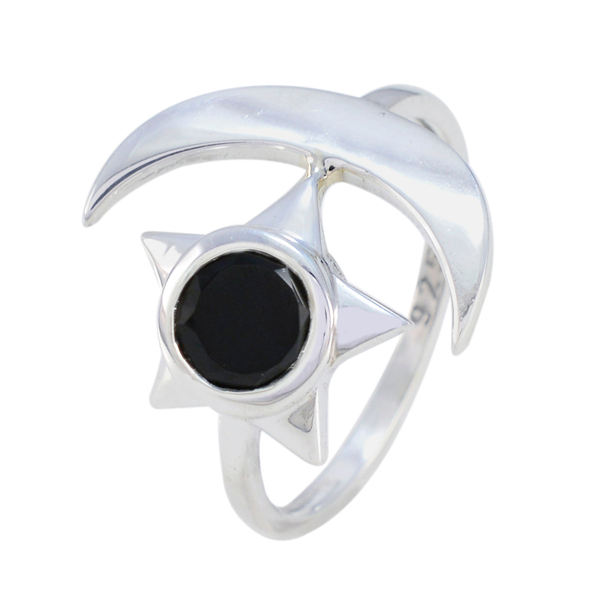Marie Moon & Star Black Solitaire Ring