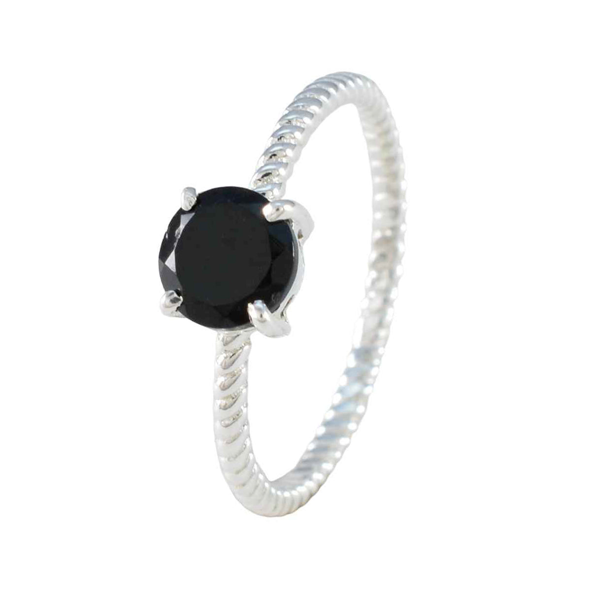 Ji-eun Twist Black Solitaire Ring