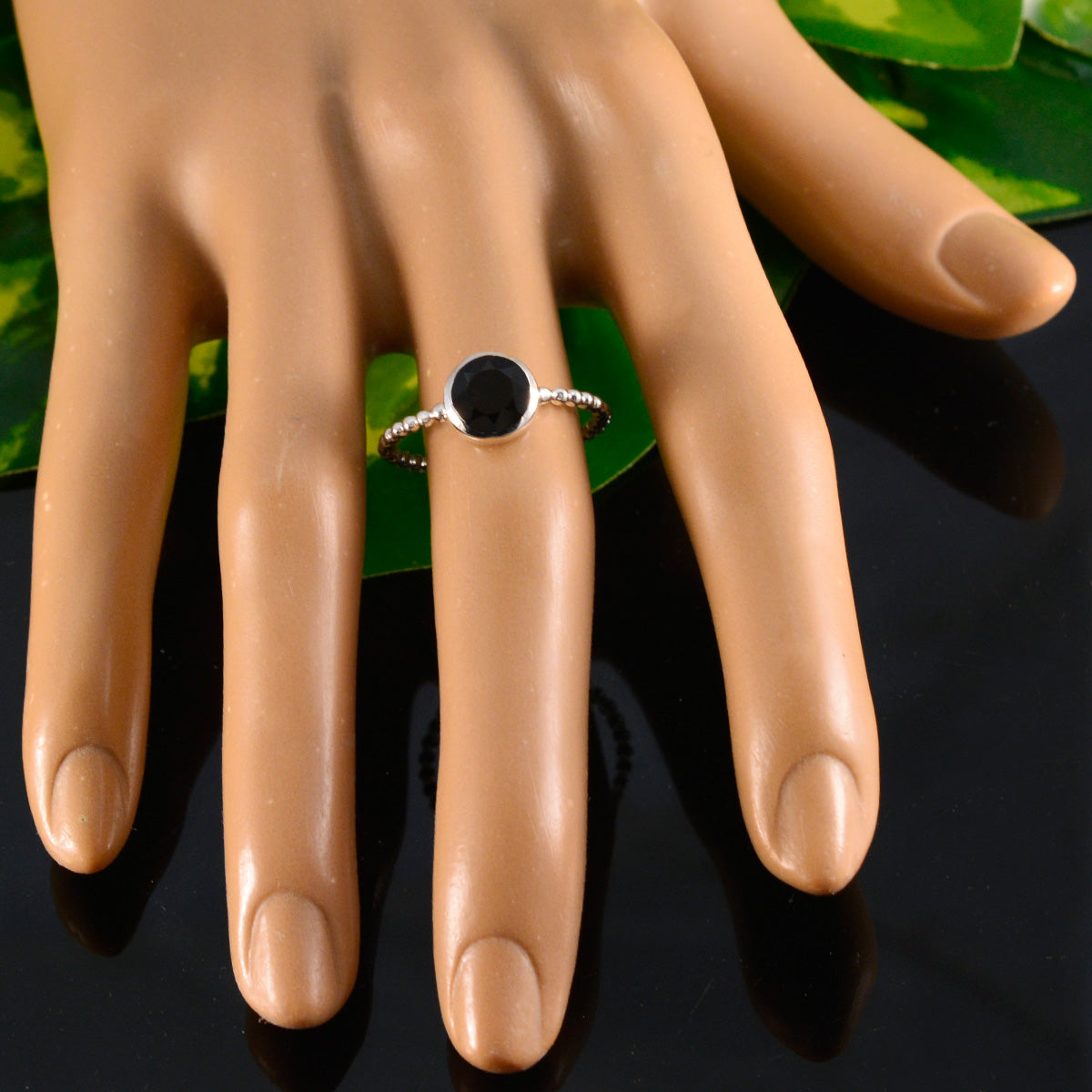 Hannah Twist Black Solitaire Ring