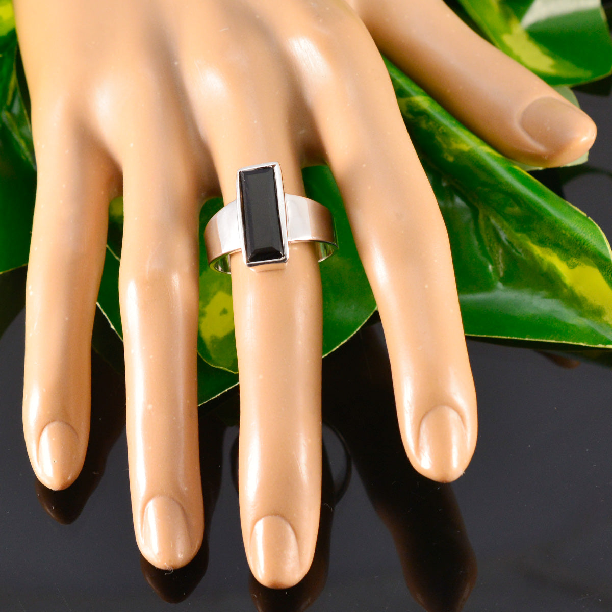 Freya Contemporary Black Solitaire Ring