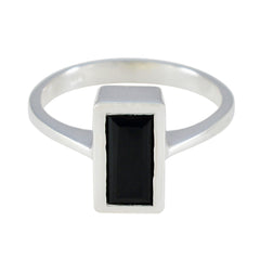 Aurora Trendy Black Solitaire Ring Black Onyx Black
