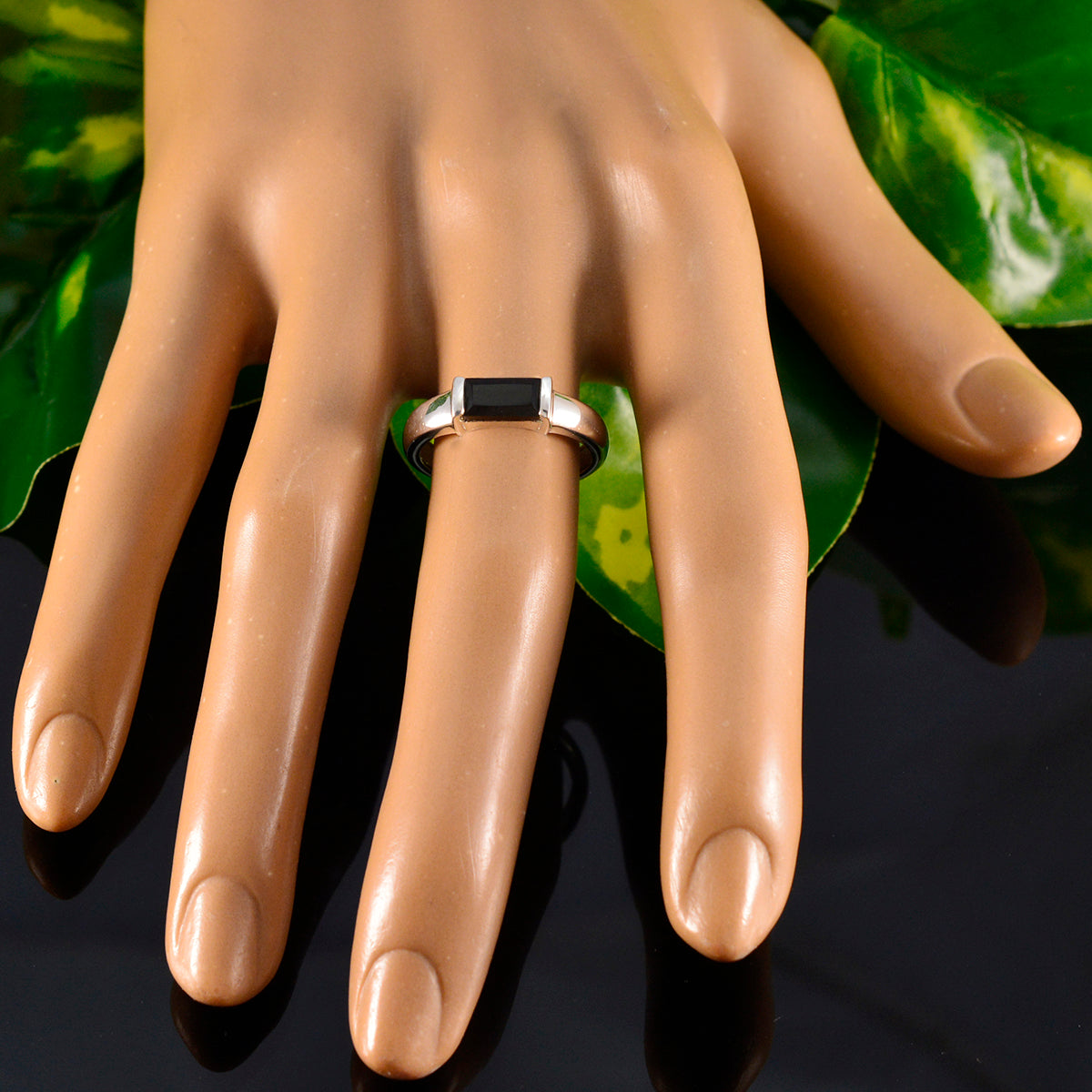 Ying Abstract Black Solitaire Ring