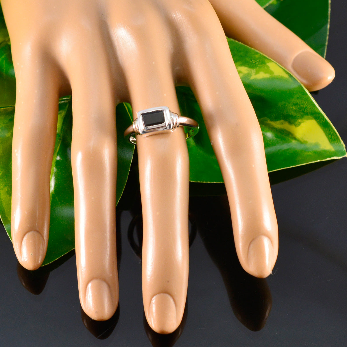 Kristine Sophisticated Black Solitaire Ring