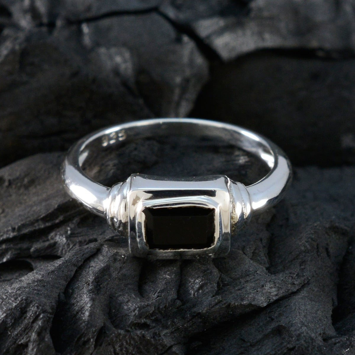Kristine Sophisticated Black Solitaire Ring
