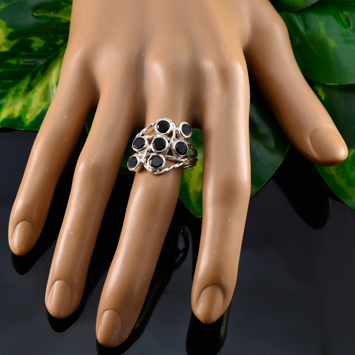 Audrey Glamorous Black Hepta Ring