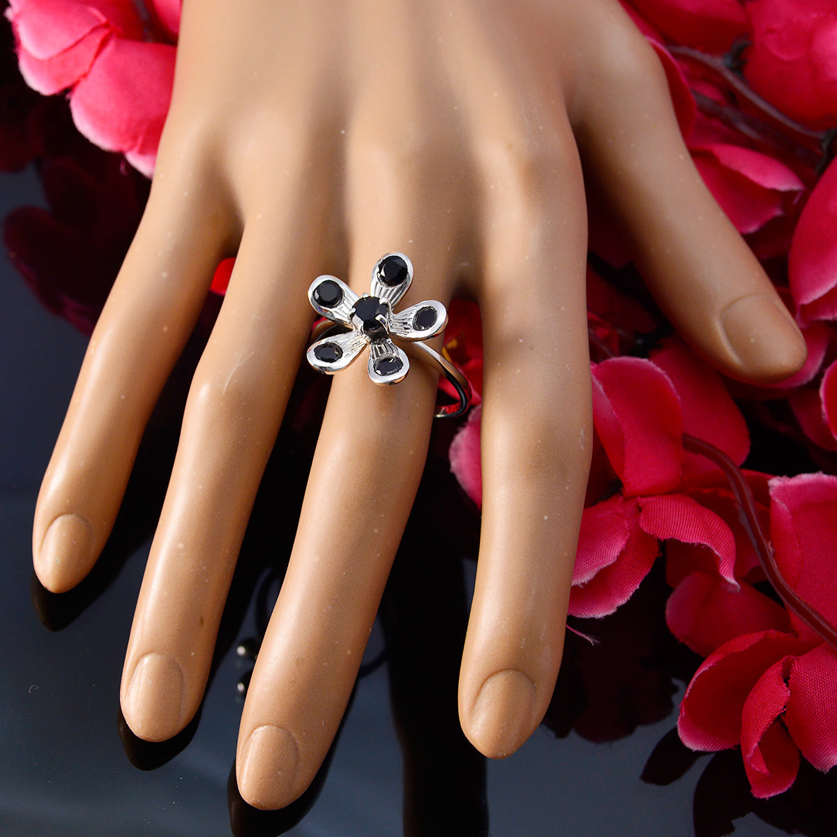 Priya Fairytale Black Hexa Ring