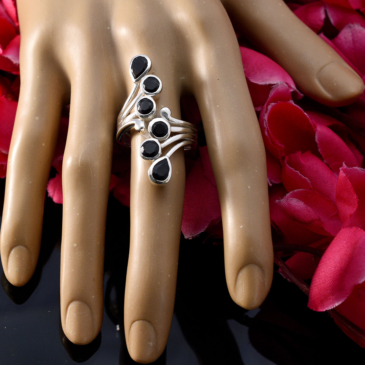 Violet Modern Black Hexa Ring