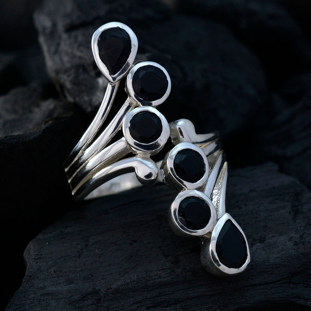 Violet Modern Black Hexa Ring