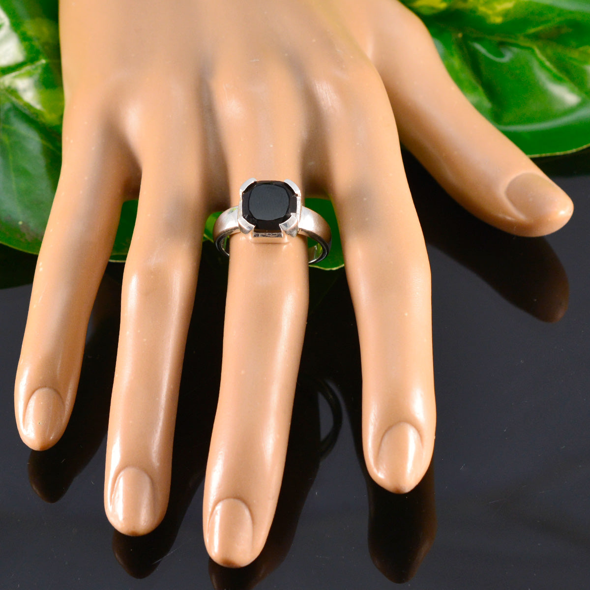 Clara Artisan Black Solitaire Ring