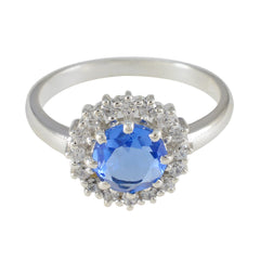 Dayana Boho Blue Halo Ring Blue Sapphire CZ Blue