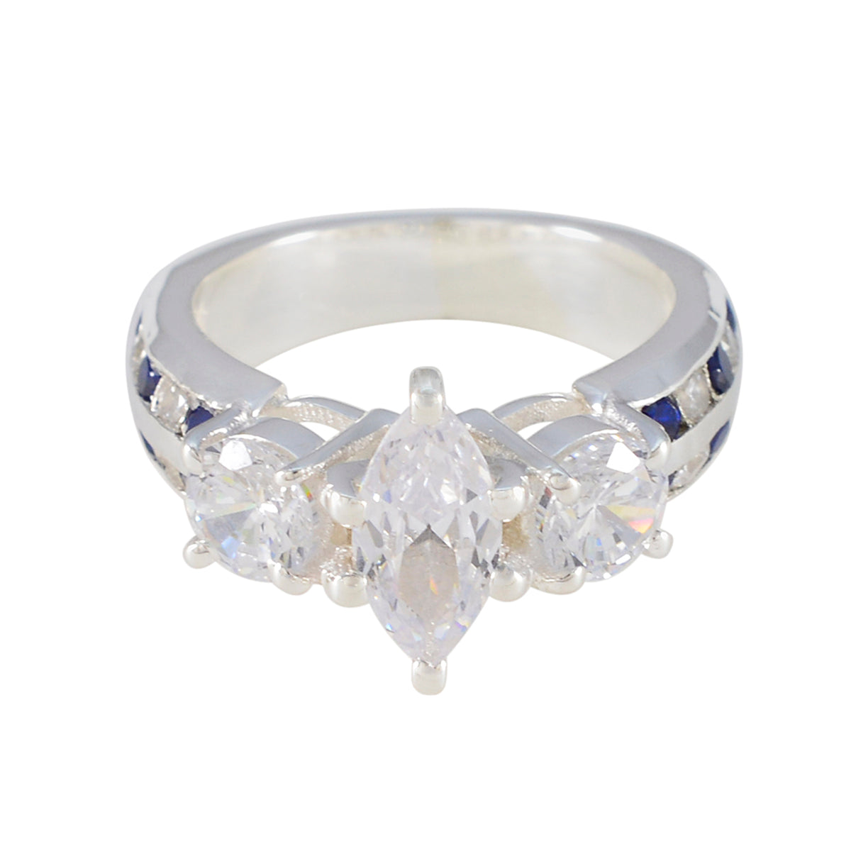 Zoey Glamorous Blue Halo Ring Blue Sapphire CZ Blue