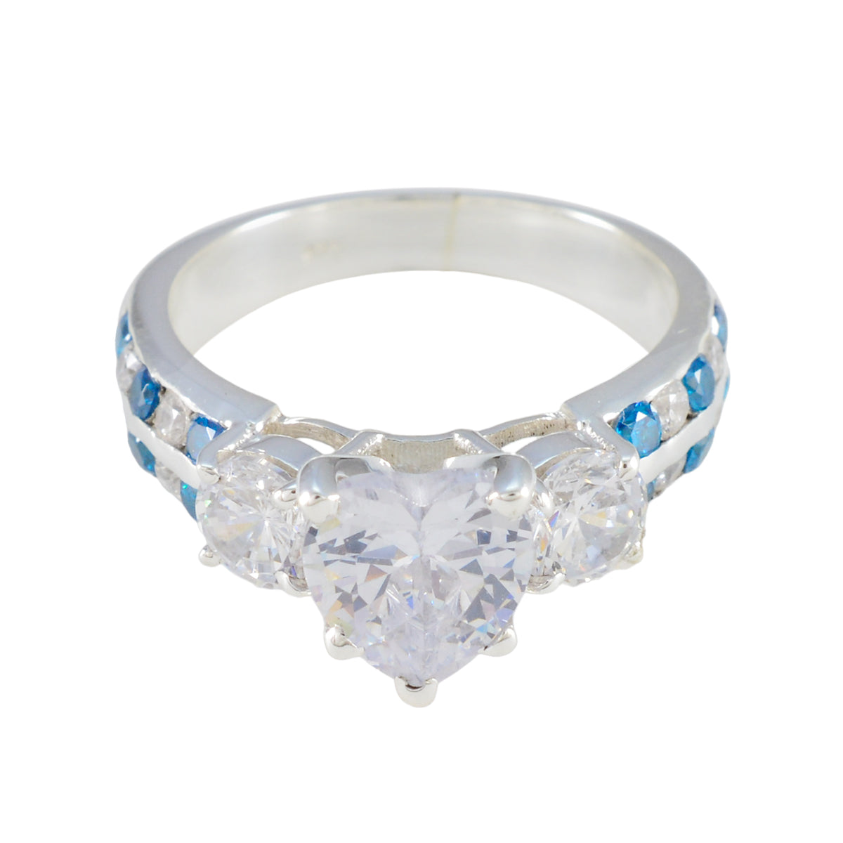 Aisha Sophisticated Blue Halo Ring Blue Topaz CZ Blue