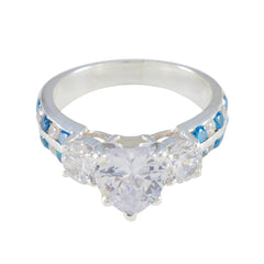 Aisha Sophisticated Blue Halo Ring Blue Topaz CZ Blue