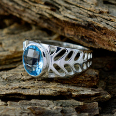 Natcha Rope-Wire Blue Solitaire Ring