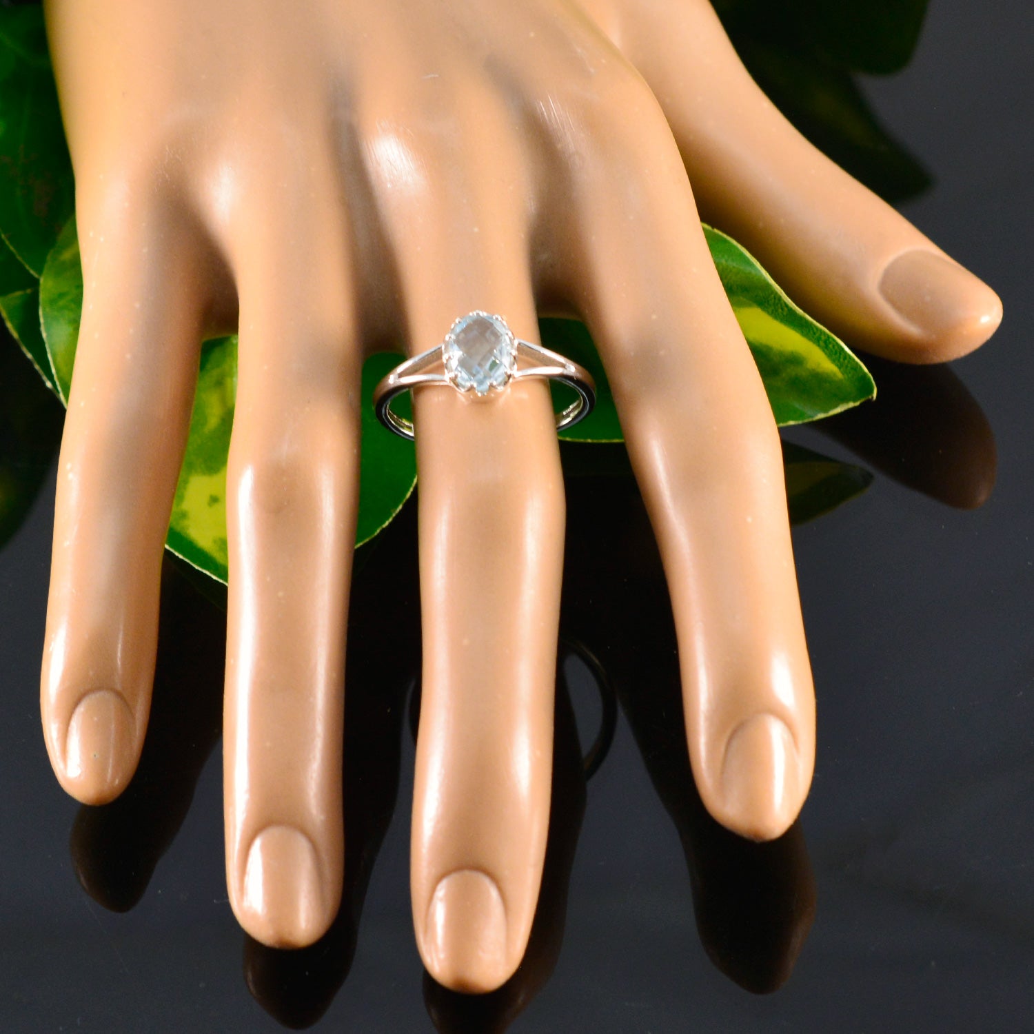 Rina Contemporary Blue Solitaire Ring