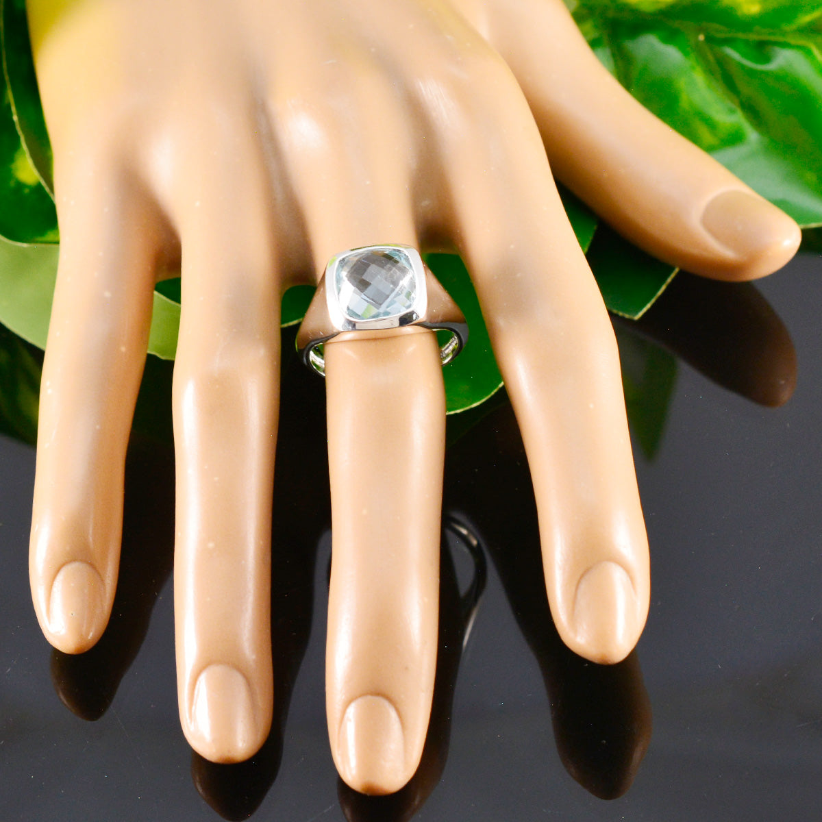 Amelia Abstract Blue Solitaire Ring