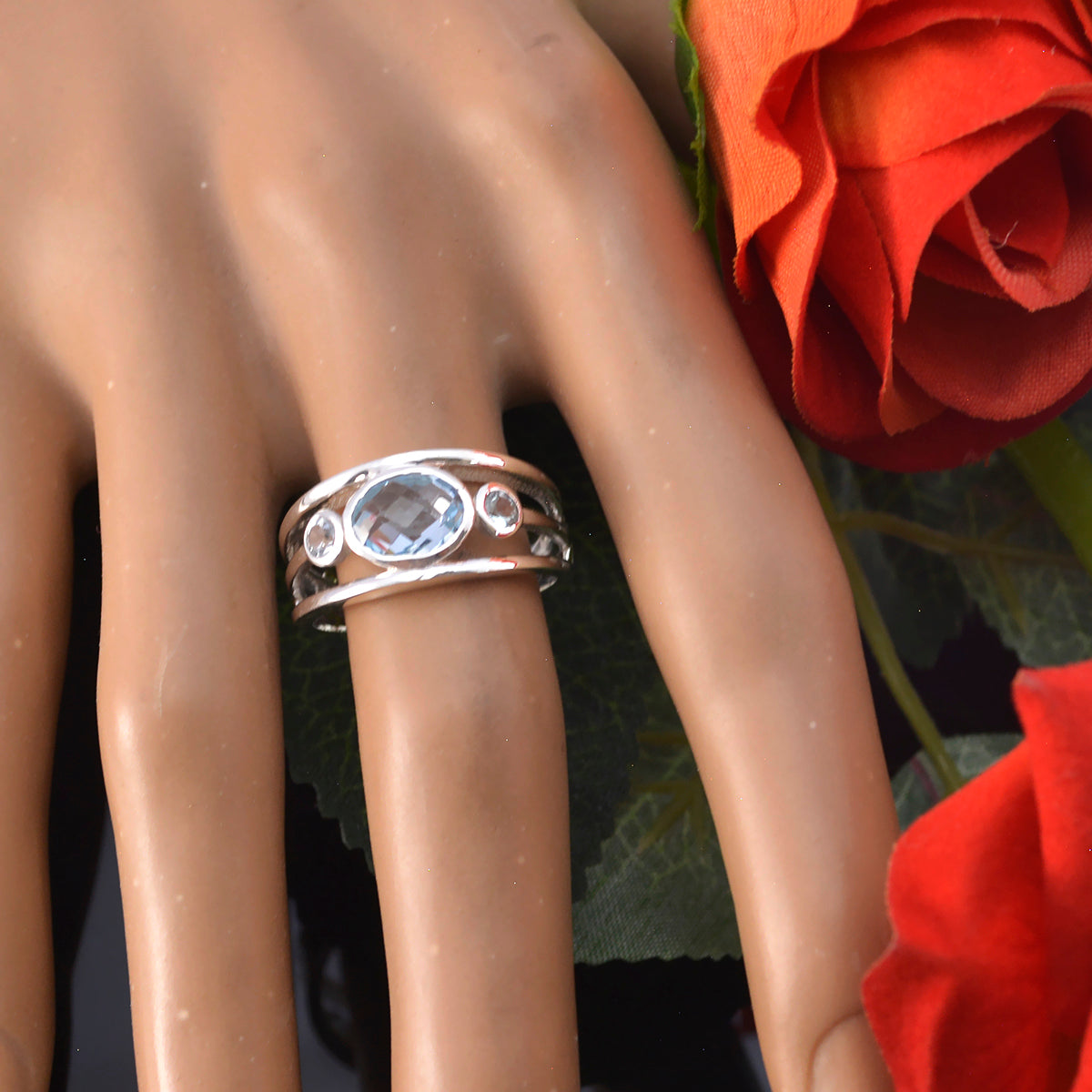 Teresa Contemporary Blue Trilogy Ring