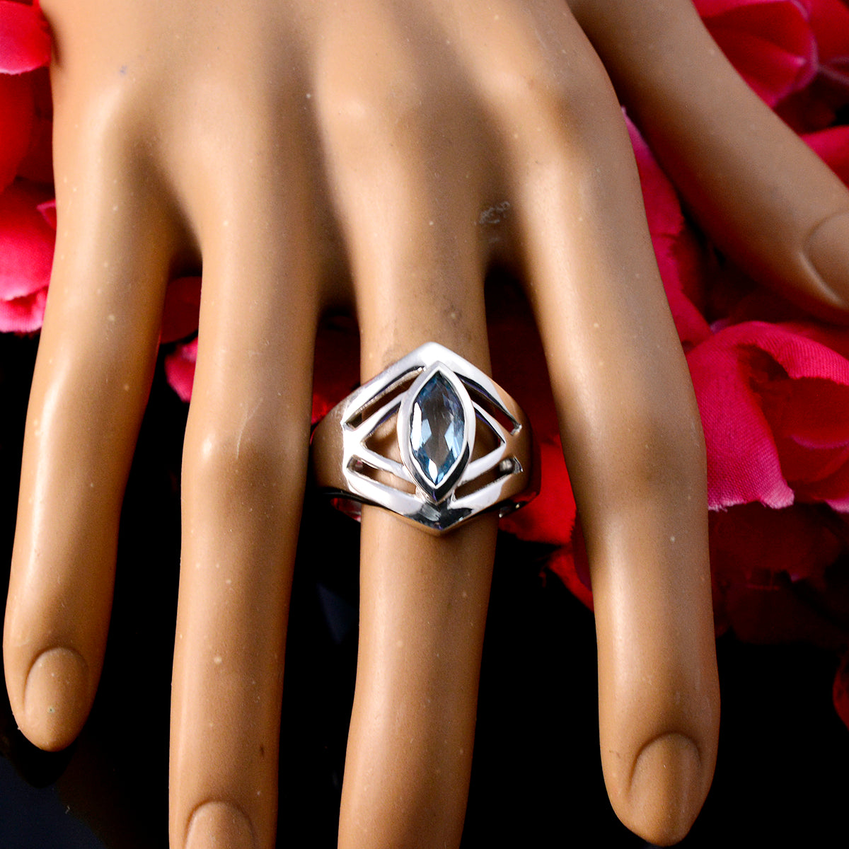Autumn Art Deco Blue Solitaire Ring