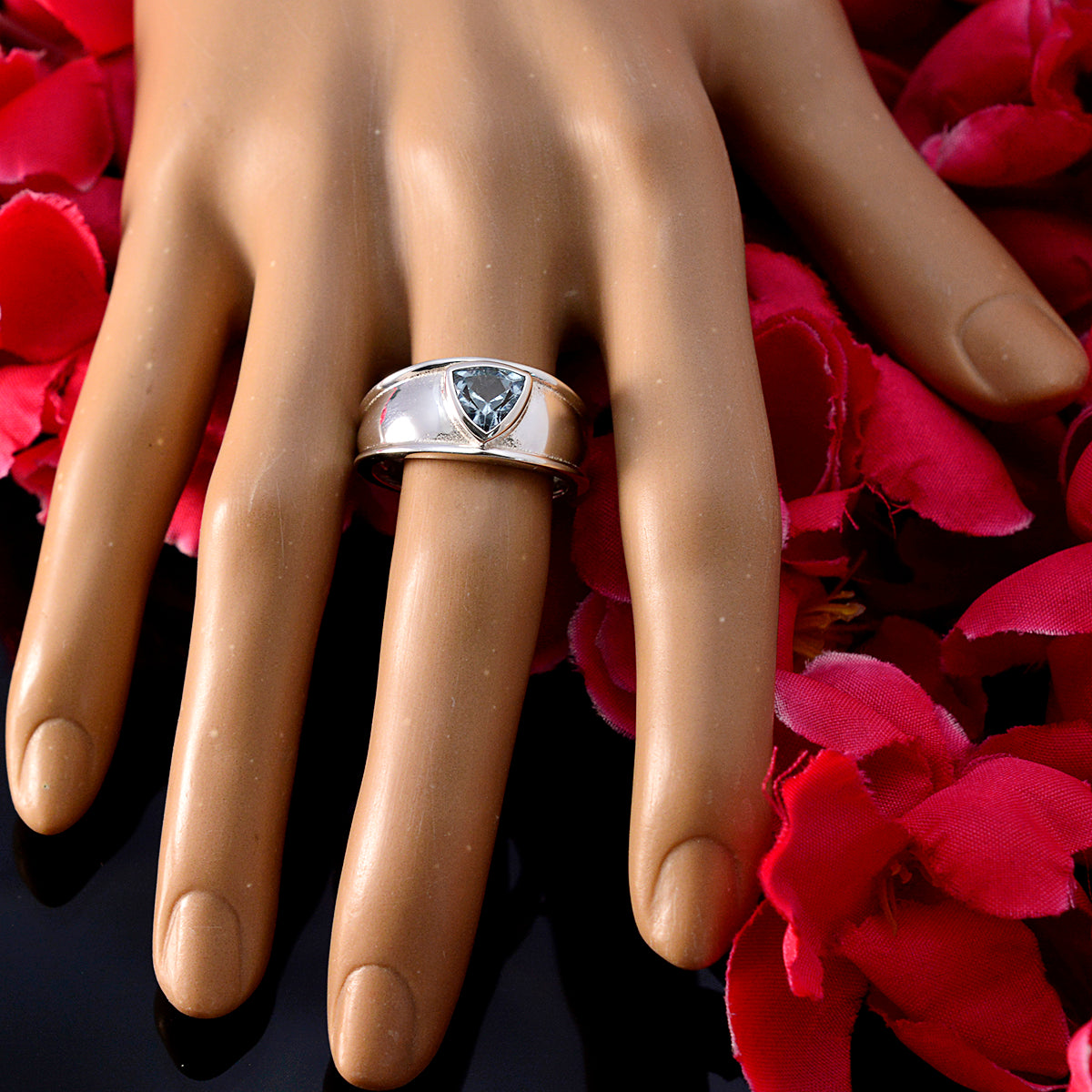 Aisha Geometric Blue Solitaire Ring