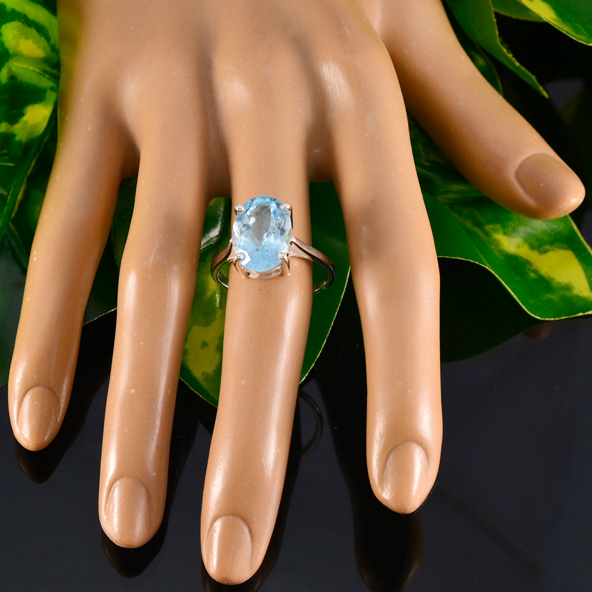 Ayesha Ethnic Blue Solitaire Ring