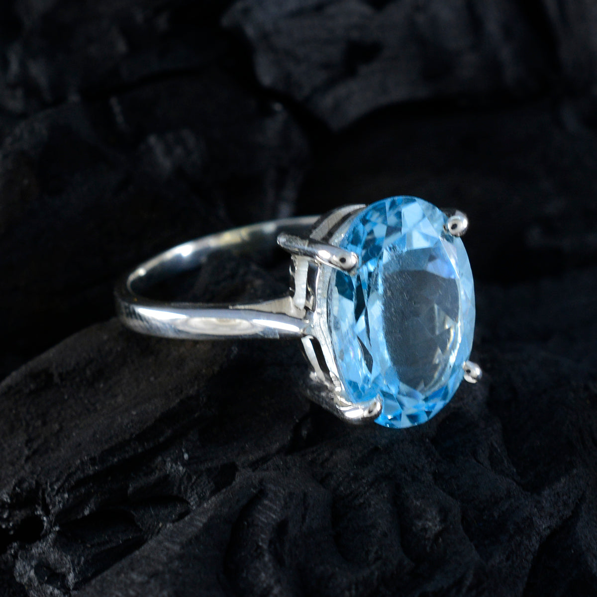 Ayesha Ethnic Blue Solitaire Ring
