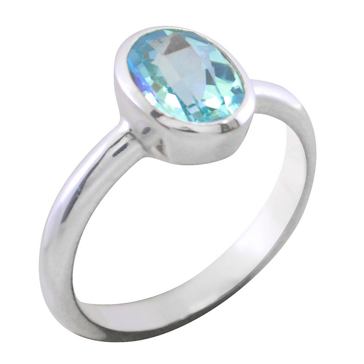 Aiko Sophisticated Blue Solitaire Ring Blue Topaz Blue