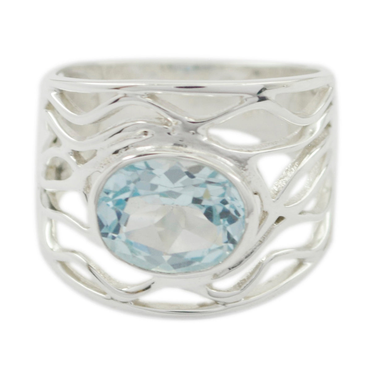 Riya Rope-Wire Blue Solitaire Ring Blue Topaz Blue