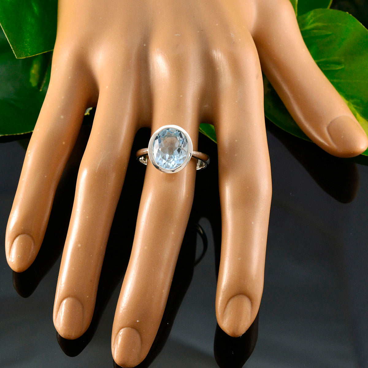 Luisa Modern Blue Solitaire Ring