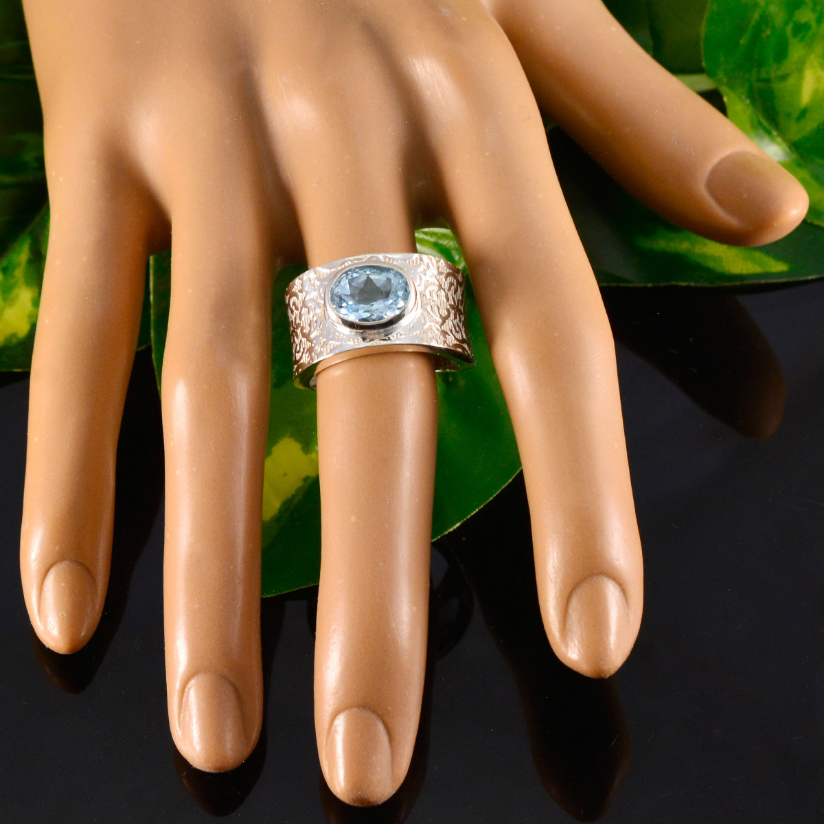 Alejandra Art Deco Blue Solitaire Ring