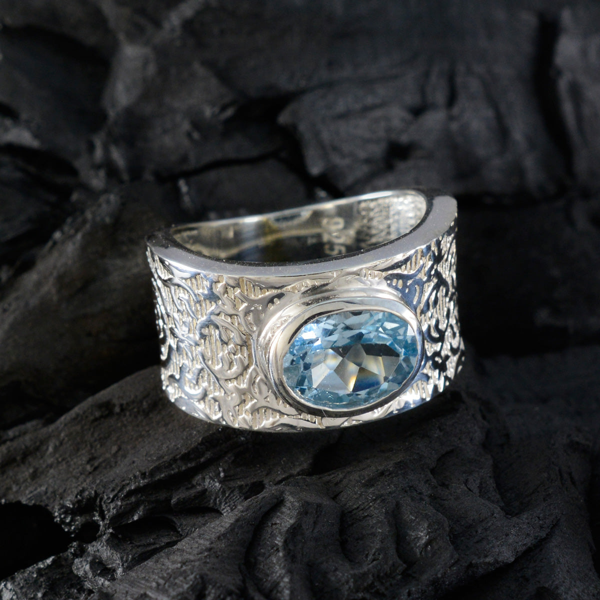 Alejandra Art Deco Blue Solitaire Ring
