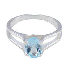 Anna Artisan Blue Solitaire Ring Blue Topaz Blue