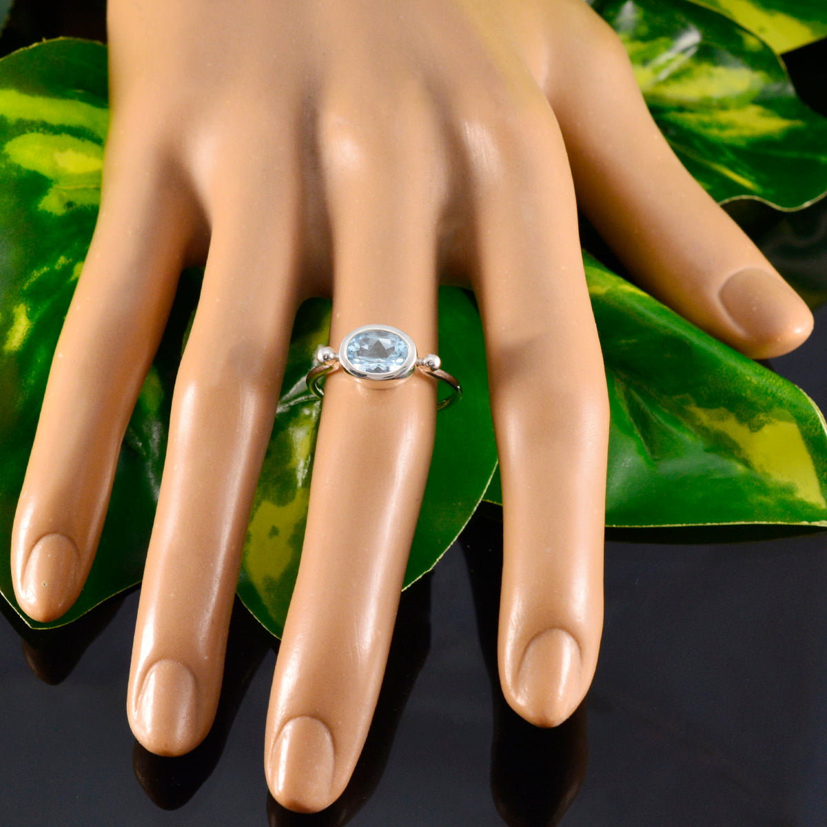 Angel Abstract Blue Solitaire Ring