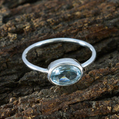 Hannah Graceful Blue Solitaire Ring