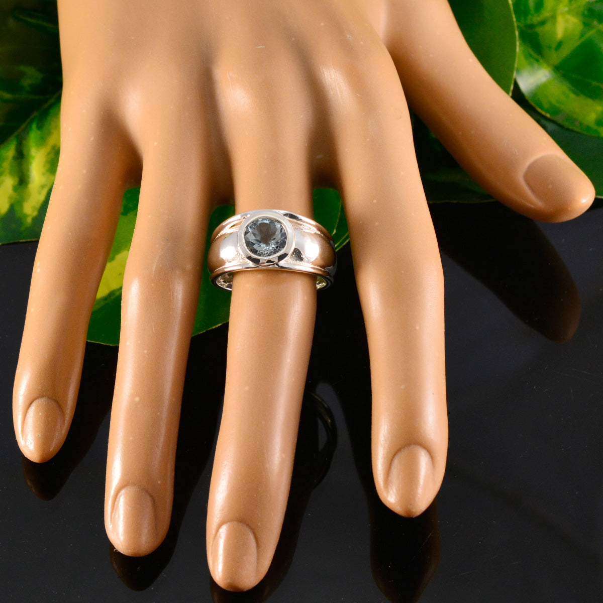 Olivia Trendy Blue Solitaire Ring