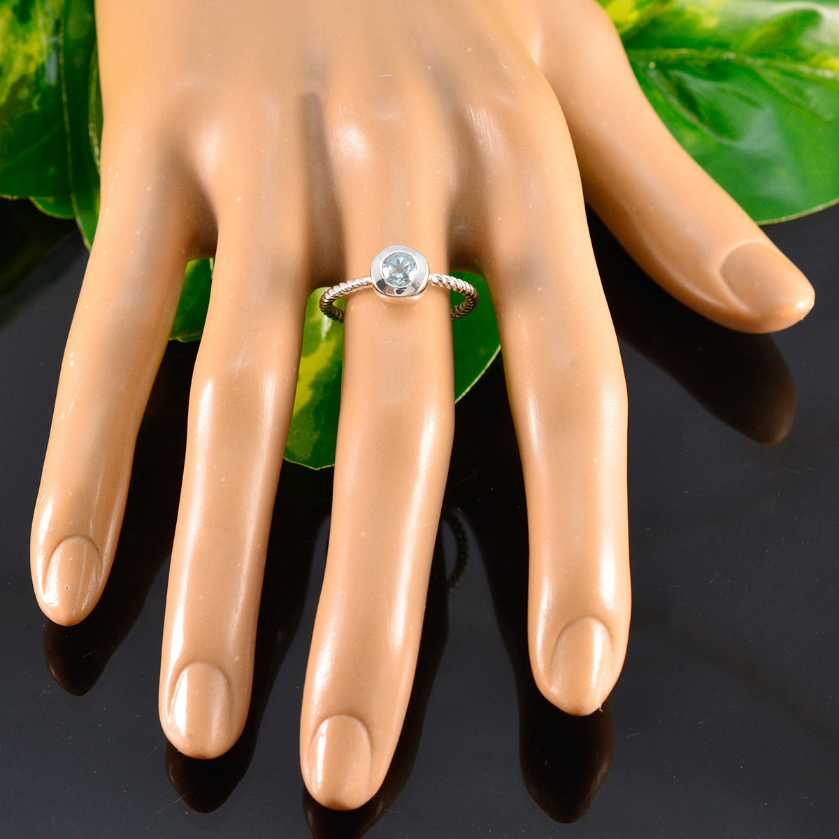 Zoe Abstract Blue Solitaire Ring